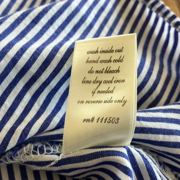 Miami Blue & White Stripe Mini Dress W/ Red Embroidery On/Off Shoulder SzS- EUC - Picture 6 of 6